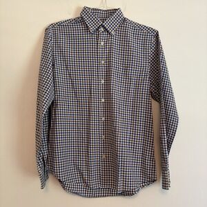 Scott Barber Medium Cotton Button down Long Sleeve‎ Shirt Checkered Blue Brown